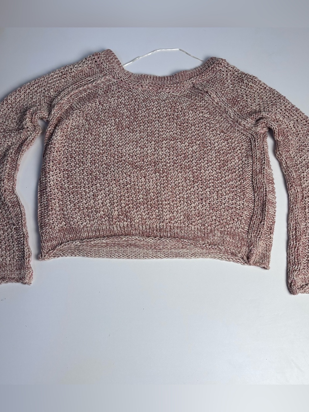 Free People Heathered Dusty Rose Cropped Crew Sweater